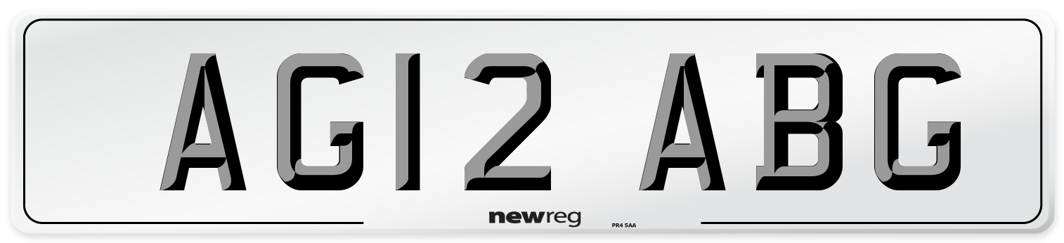 AG12 ABG Number Plate from New Reg